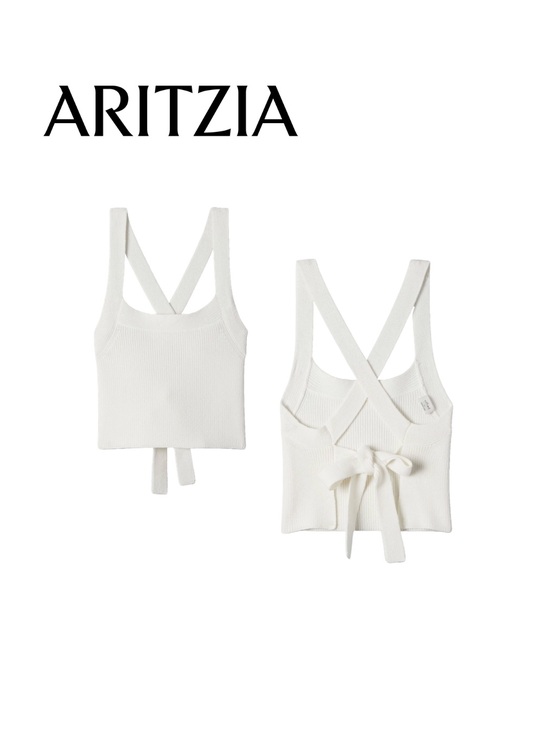 Aritzia Tops - Aritzia Ribbed Cross-Back Tie Tank